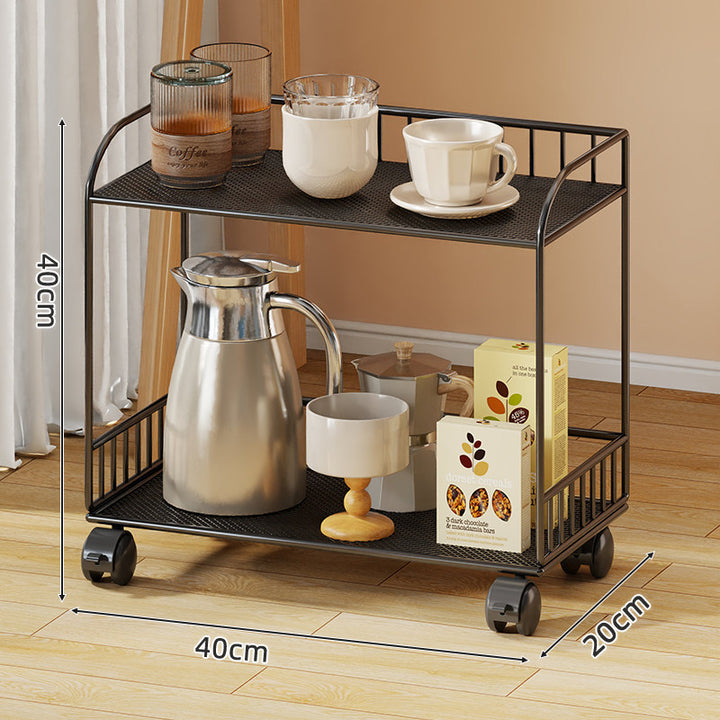 Compact Two-Shelf Mobile Kitchen & Home Service Trolley with Perforated Metal Shelves