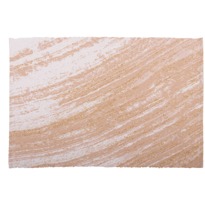 Flat-woven living room rug with marbled pattern and shimmering accent threads