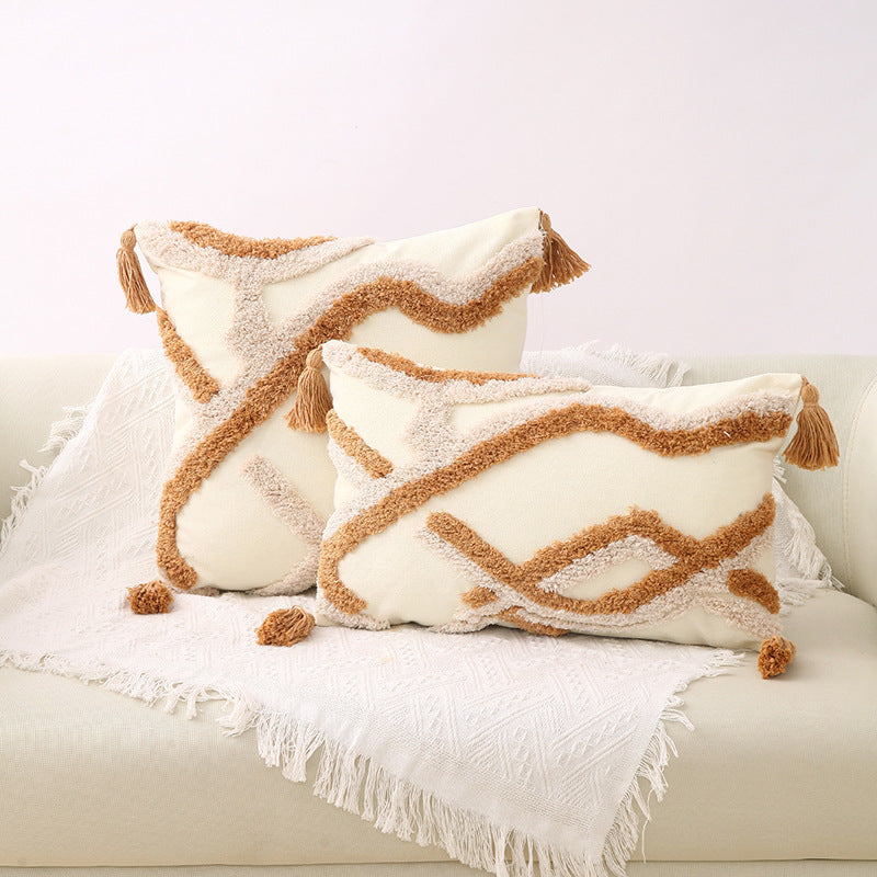 Textured Geometric Throw Pillow for Bedroom Decor