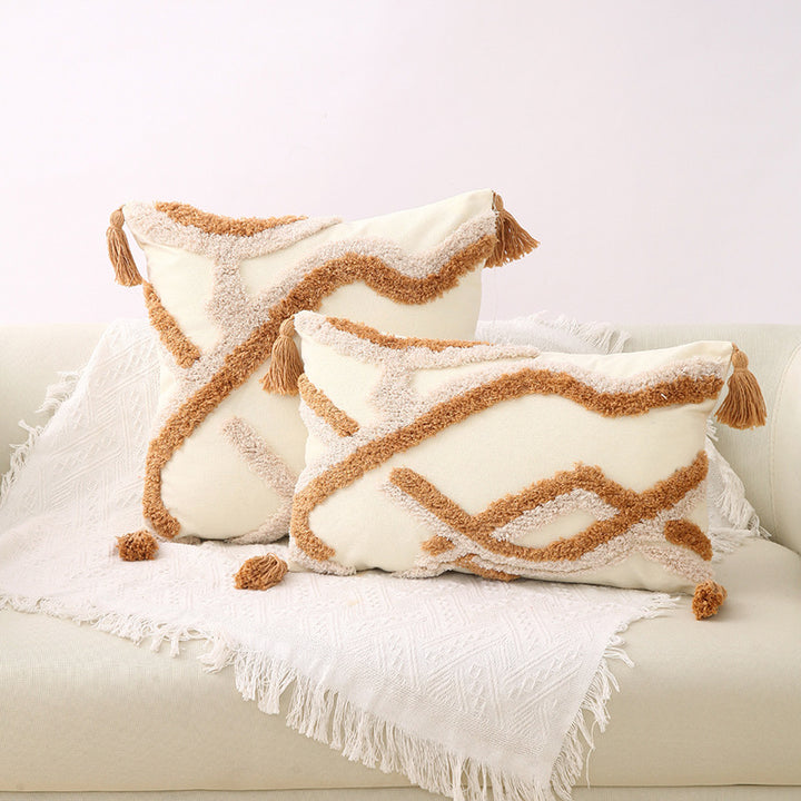 Textured Geometric Throw Pillow for Bedroom Decor