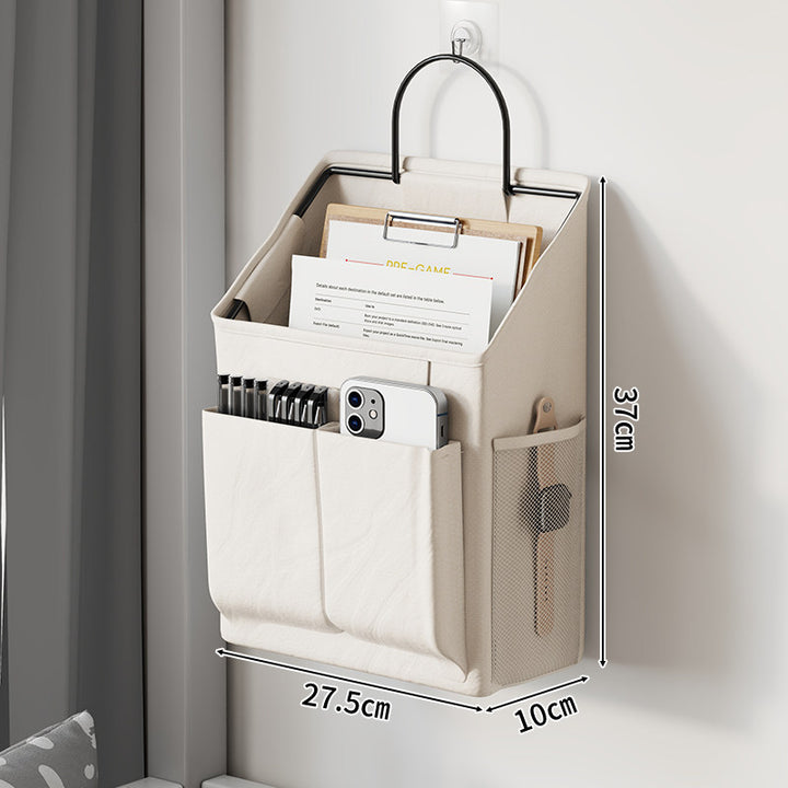 Wall-Mounted Hanging Fabric Storage Bin Organizer with Mesh Side Pocket