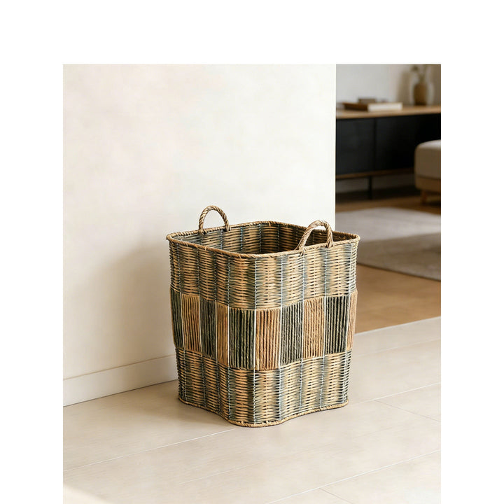 Modern storage basket with handwoven design