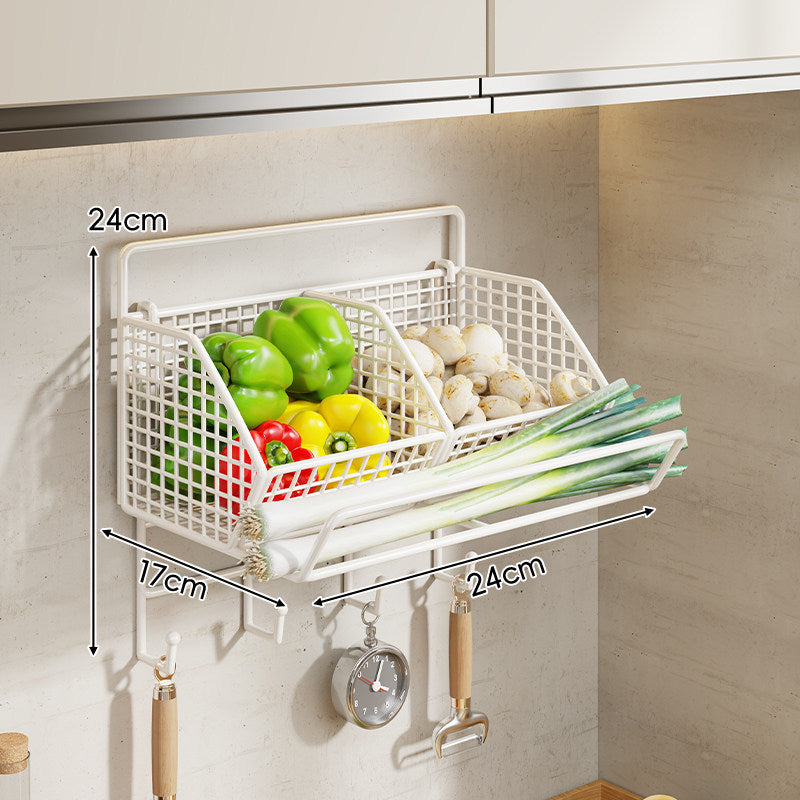 Under-Cabinet Three-Compartment Wire Mesh Kitchen Storage Basket with Front Rail