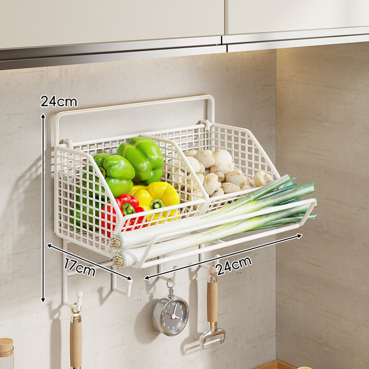 Under-Cabinet Three-Compartment Wire Mesh Kitchen Storage Basket with Front Rail