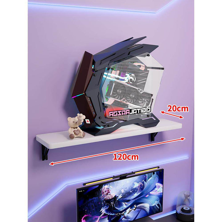 Wall-Mount Floating Shelf for Mid-Tower Gaming PC with Reinforced Brackets