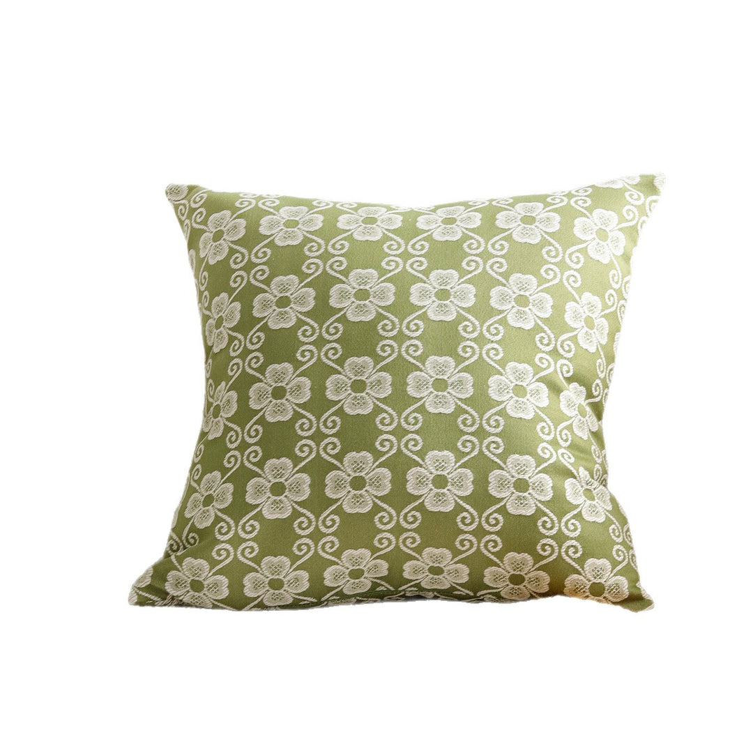 Square Embroidered Floral Jacquard Decorative Pillow Cover