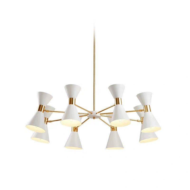 Mid-Century Modern Multi-Arm Cone Shade Chandelier