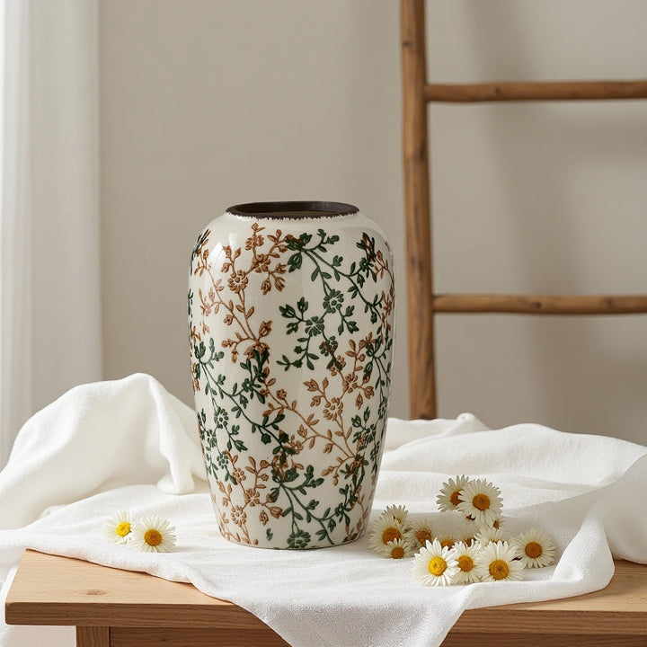 Floral ceramic vase