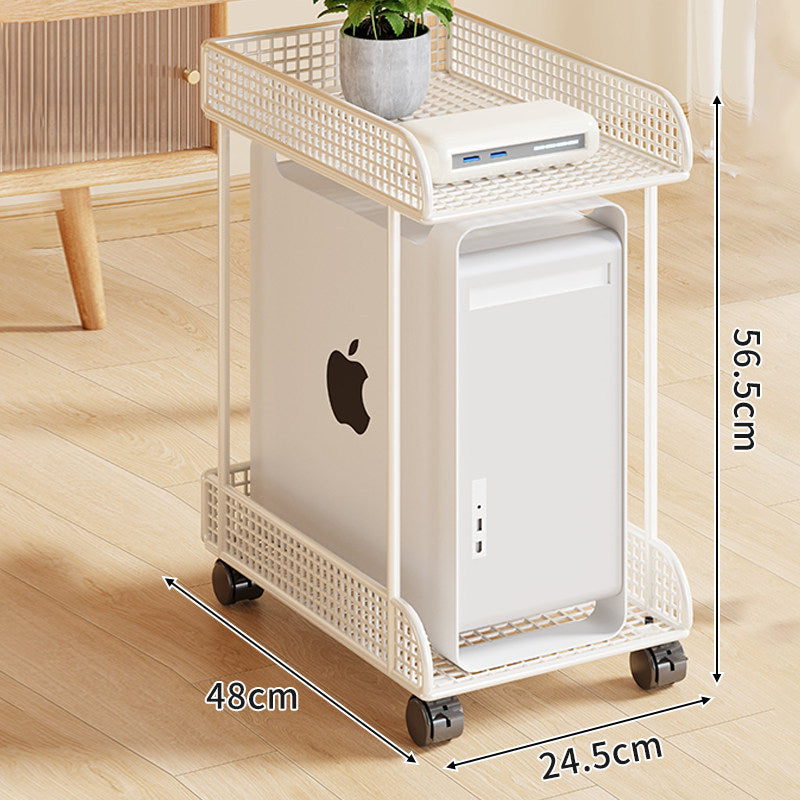 Rolling Mesh CPU Tower Stand with Locking Casters and Ventilated Steel Frame