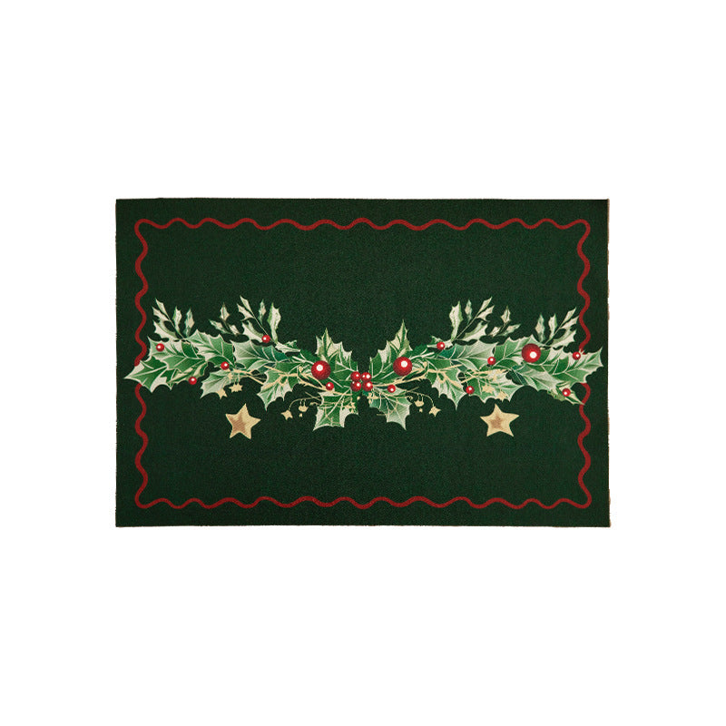 Christmas doormat with lettering and holly motif