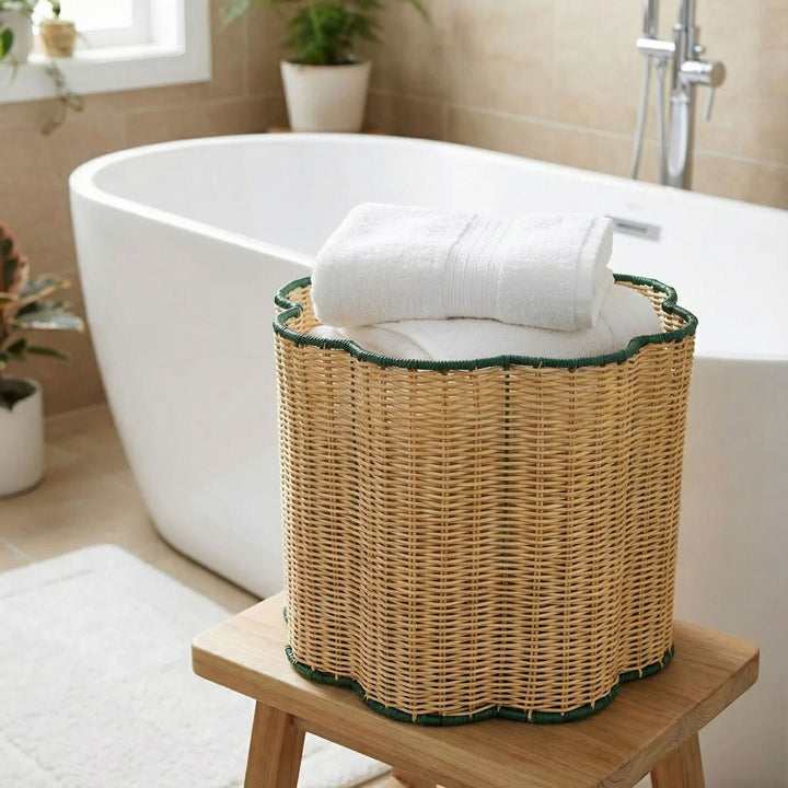 Stylish storage basket with wavy edge