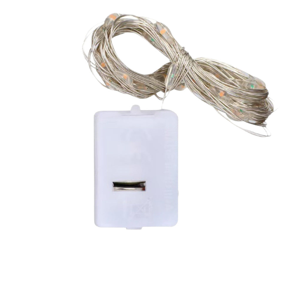 Battery-operated LED copper wire fairy lights set with plug battery pack