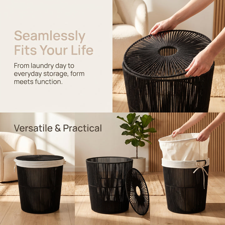Stylish laundry basket with decorative cover