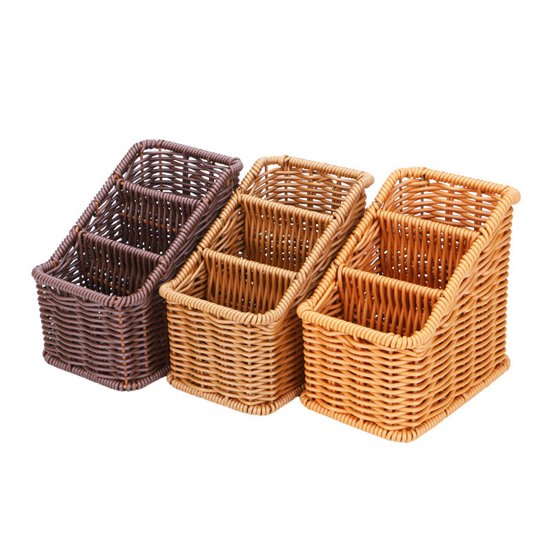 Multi-Compartment Woven Organizer Basket