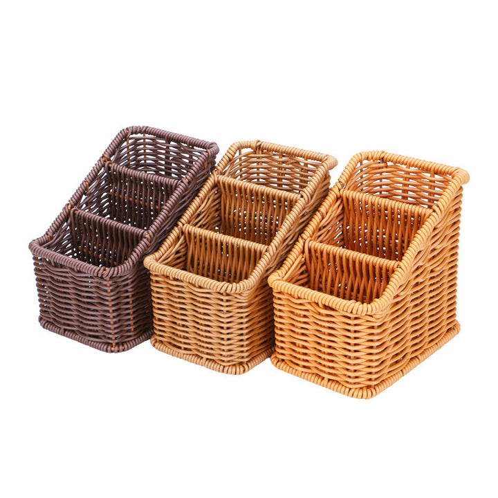 Multi-Compartment Woven Organizer Basket