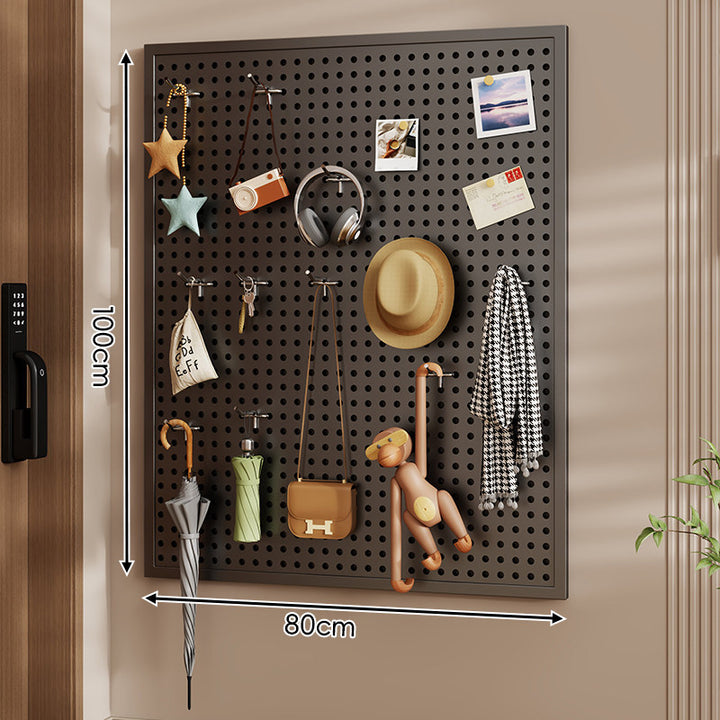 Wall-Mounted Perforated Pegboard Organizer Panel with Metal Frame