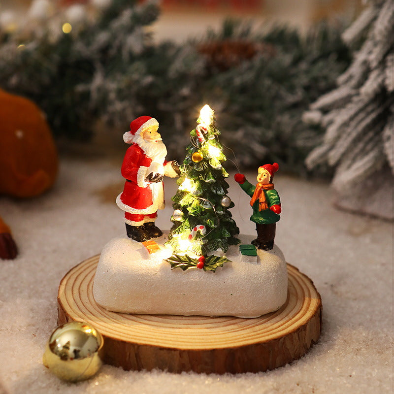 Illuminated Christmas figure with Christmas tree