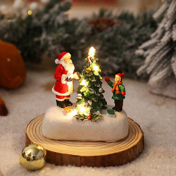Illuminated Christmas figure with Christmas tree