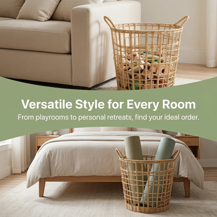 Stylish storage basket made of natural material