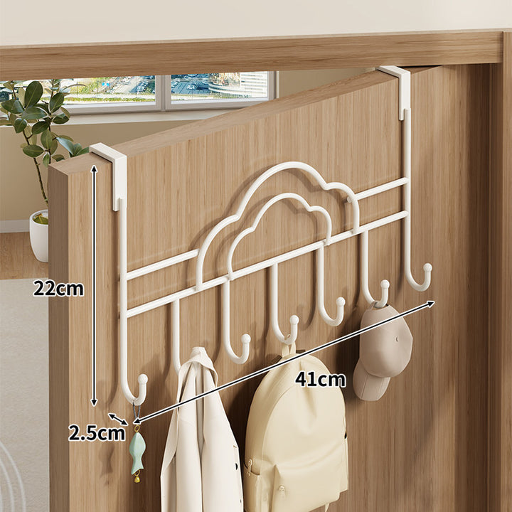 Over-Door Double Mesh Storage Rack with Multi Hooks