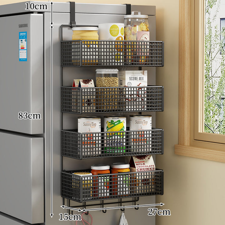 Over-Door Two Tier Metal Mesh Hanging Kitchen Storage Basket Organizer with Hooks