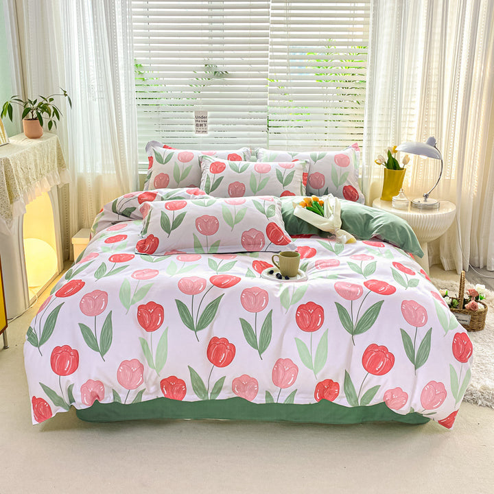 Playful Floral Cartoon Duvet Cover Set
