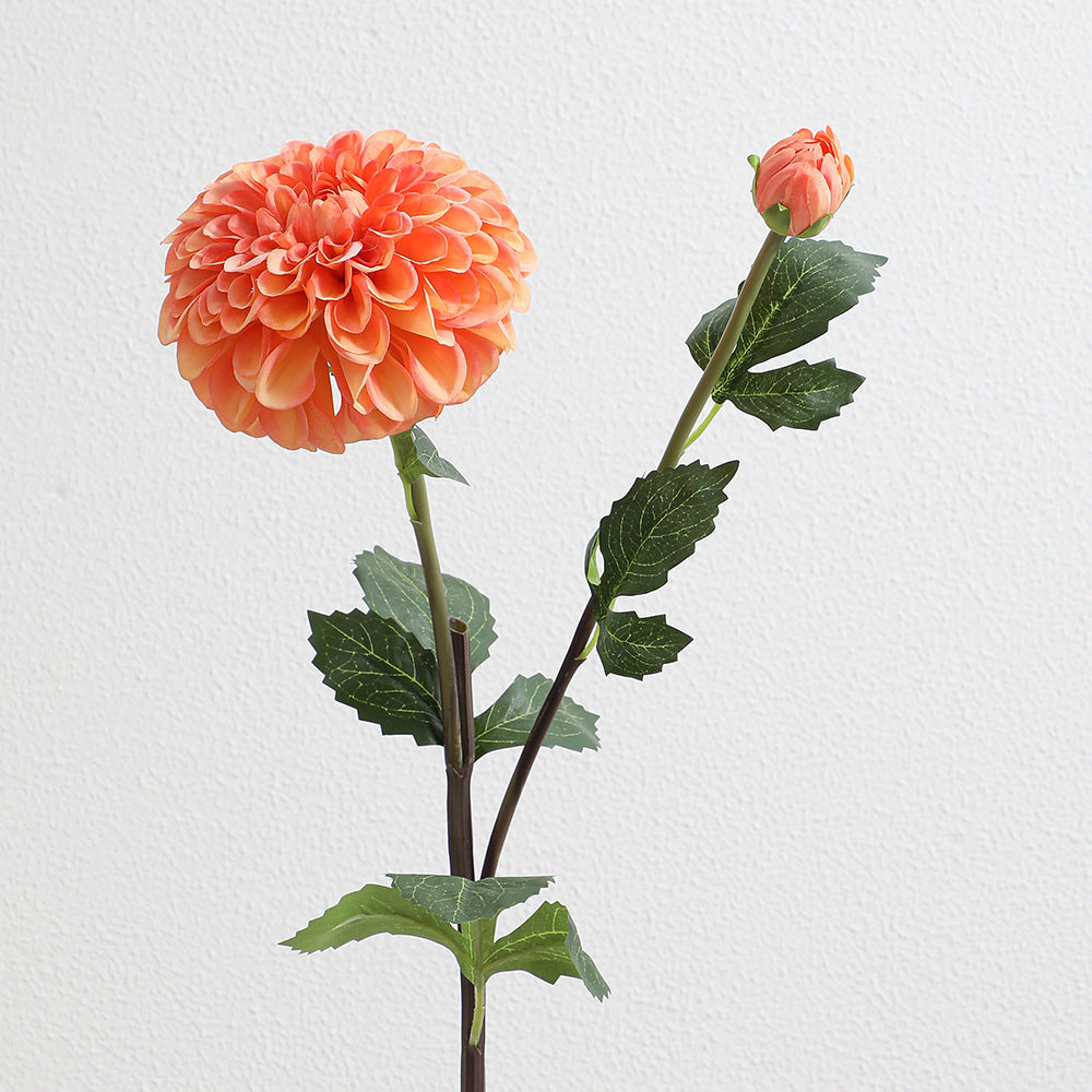 Artificial dahlia flower branch with realistic texture