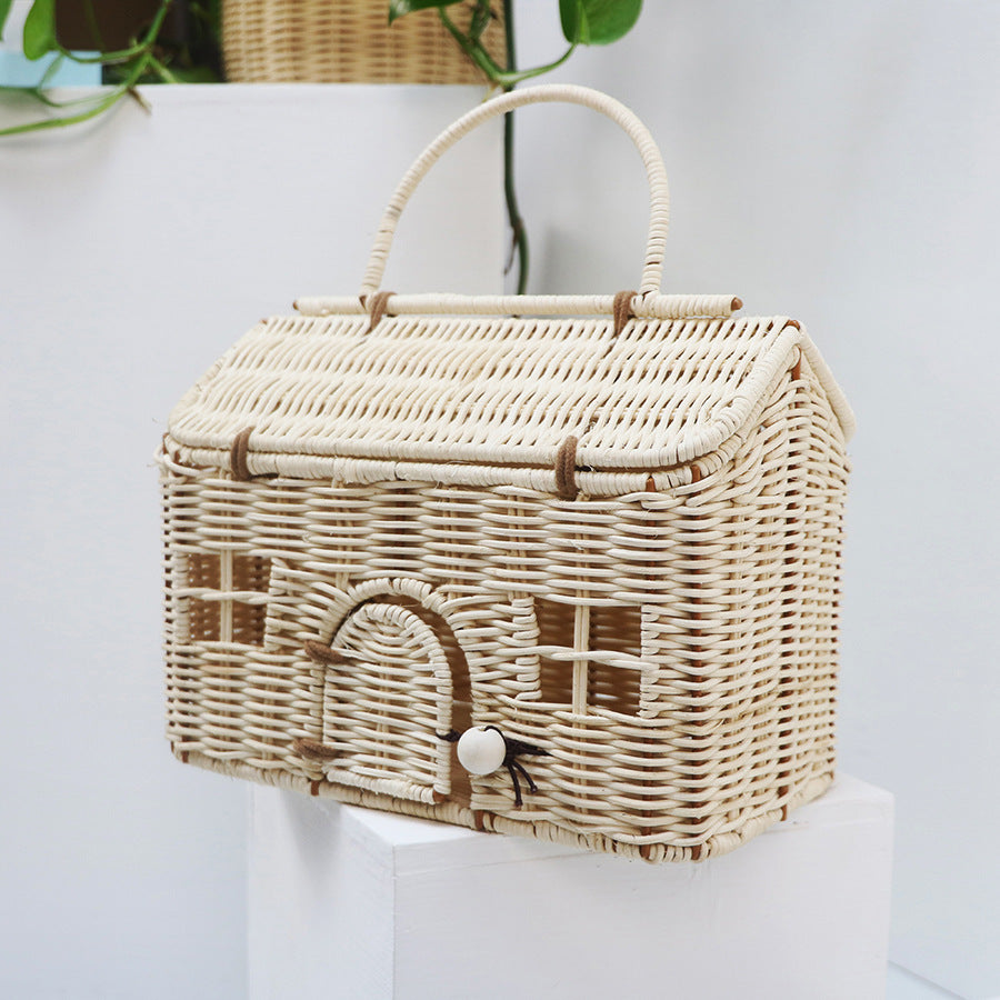 Handcrafted storage basket in the house design