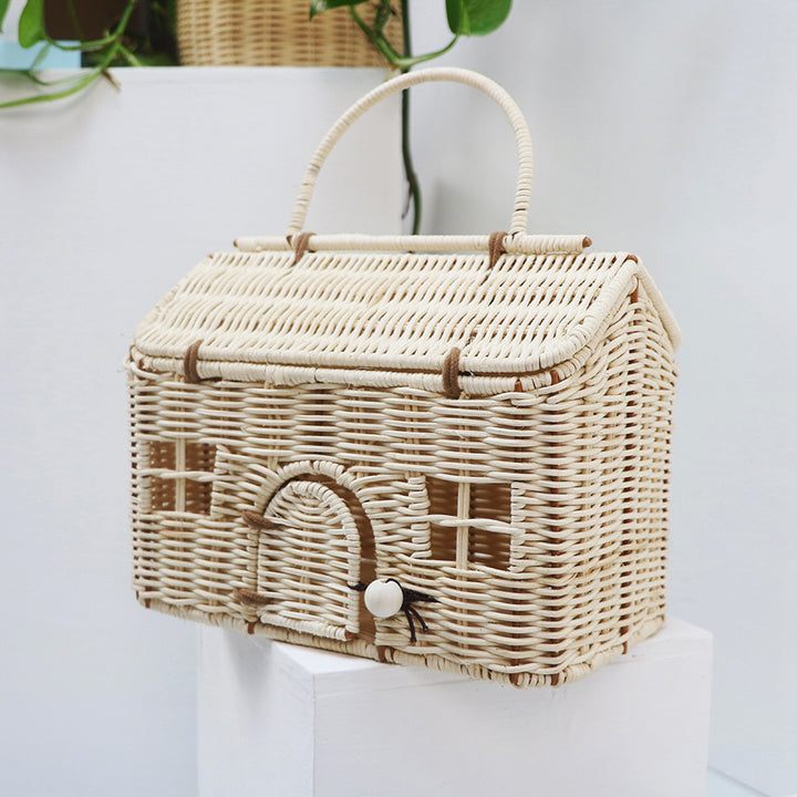 Handcrafted storage basket in the house design
