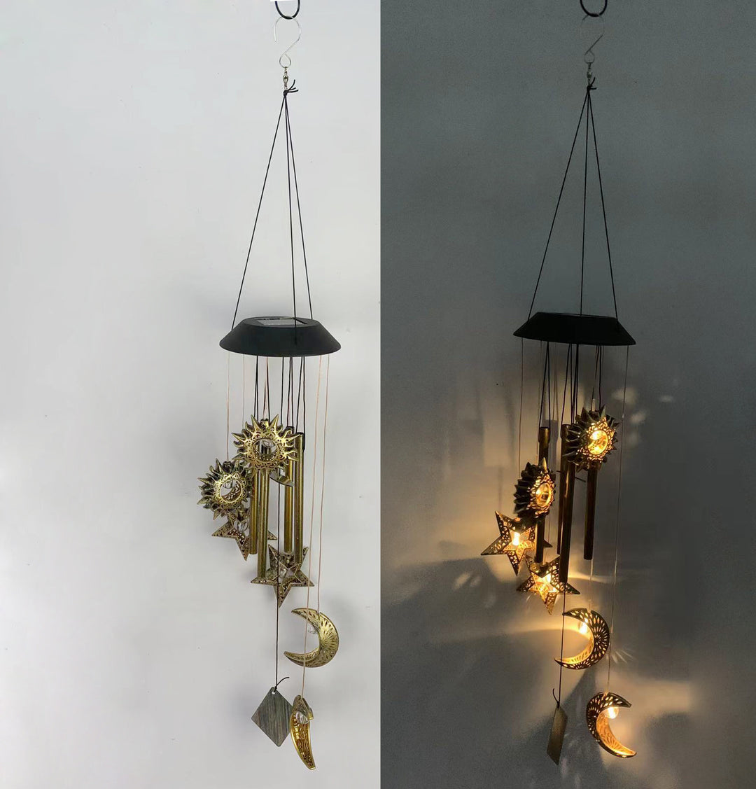 Outdoor Metal Star Wind Chime with Resonating Aluminum Tubes