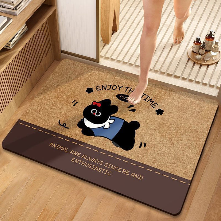 Cute Cartoon Dog-Themed Plush Bath Mat