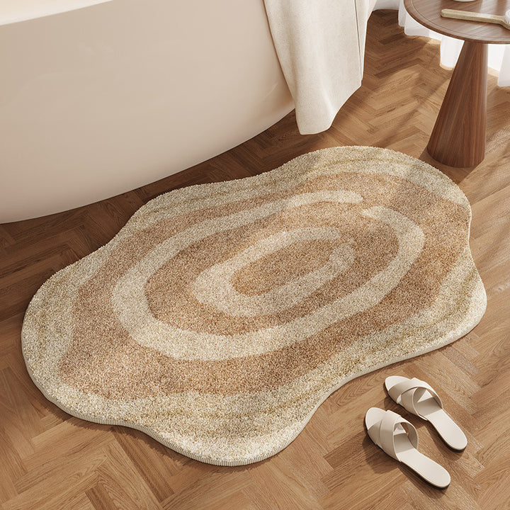 Abstract Shaped Plush Bath Mat for Bathroom