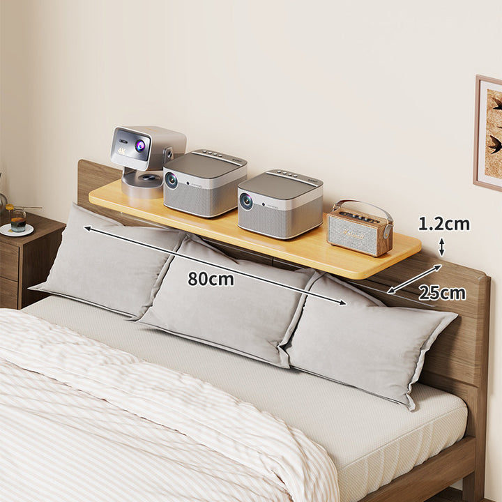 Wall-Mounted Slim Floating Headboard Shelf with Rounded Corners and Concealed Brackets