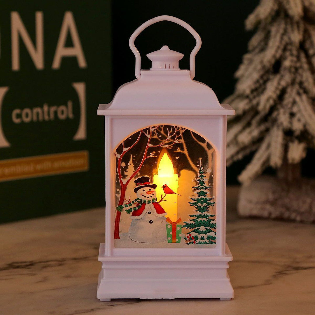 Nostalgic LED Christmas lantern with movable Santa motif