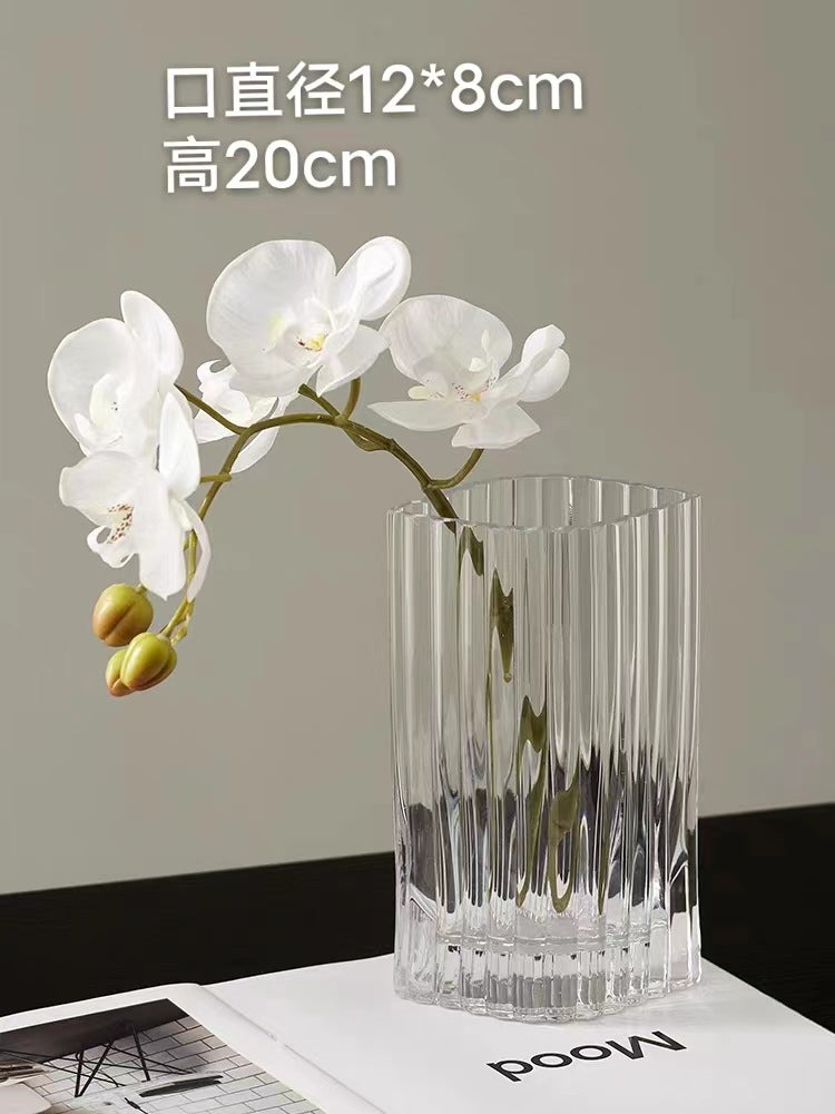 Elegant Ribbed Decorative Glass Vase