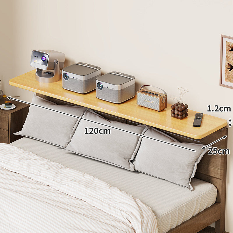 Headboard-Mounted Floating Bedside Shelf for Projectors and Devices