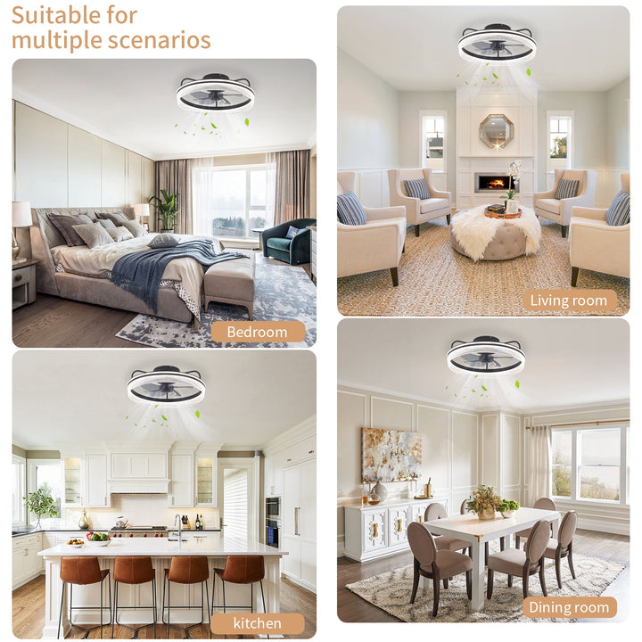 Modern smart ceiling fan with integrated LED light