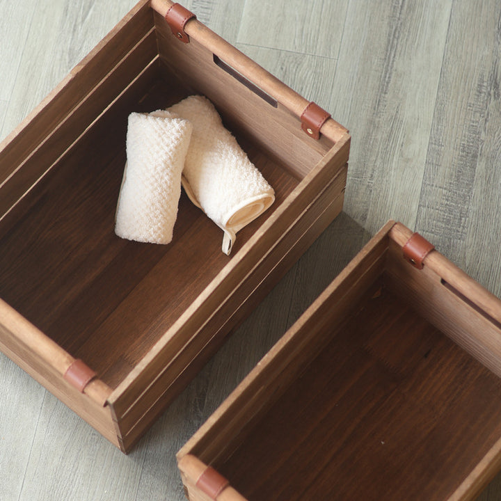 Elegant storage basket made of solid wood