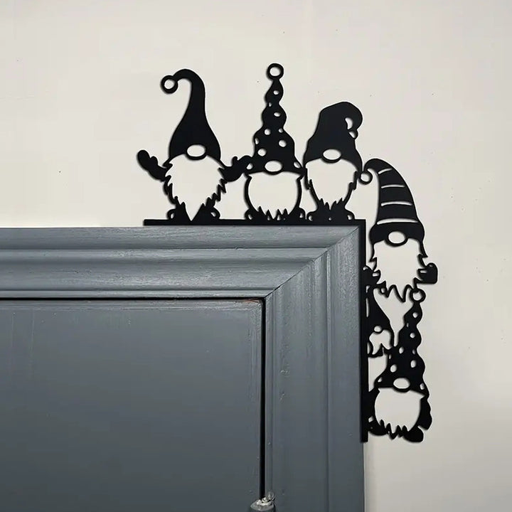 Decorative wall shelf with Christmas gnomes
