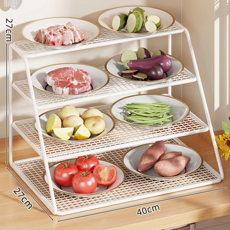 Four-Tier Mesh Kitchen Countertop Organizer Rack