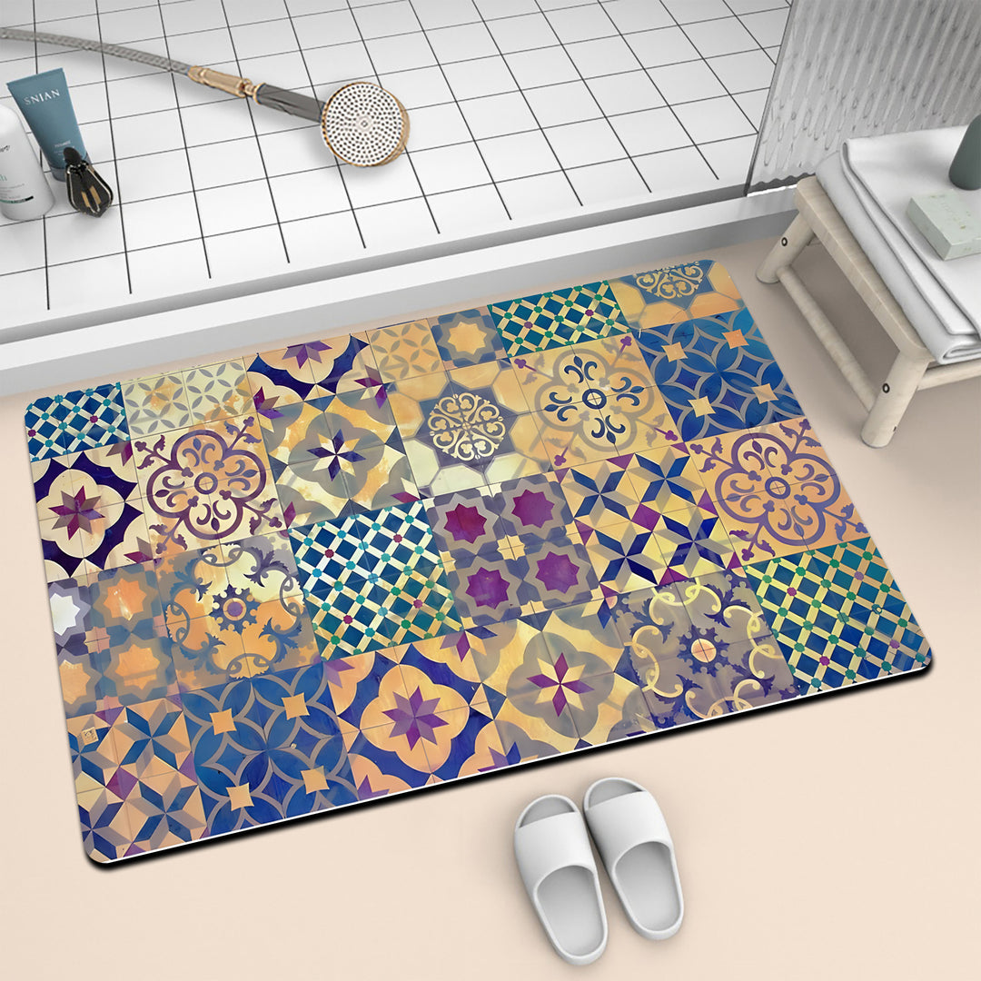 Colorful Geometric Pattern Bath Mat