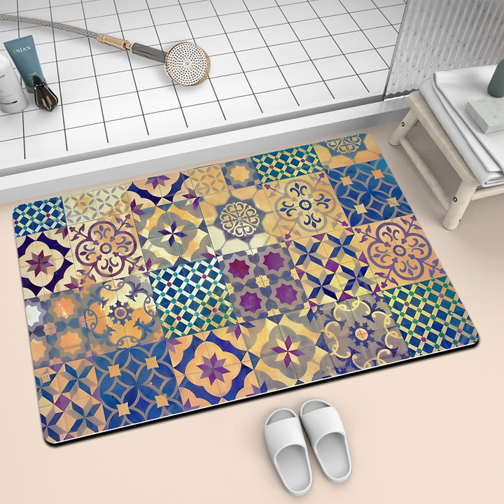 Colorful Geometric Pattern Bath Mat