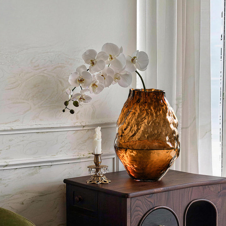 Hand-Blown Textured Organic Sculptural Glass Table Vase