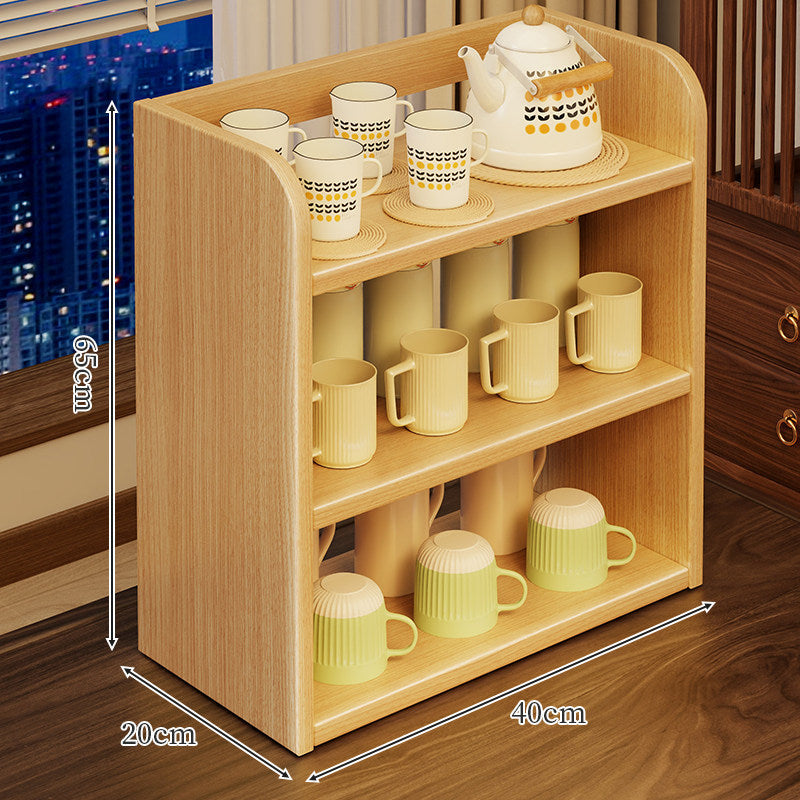 Three-Tier Wooden Cup and Mug Organizer Display Shelf for Countertop