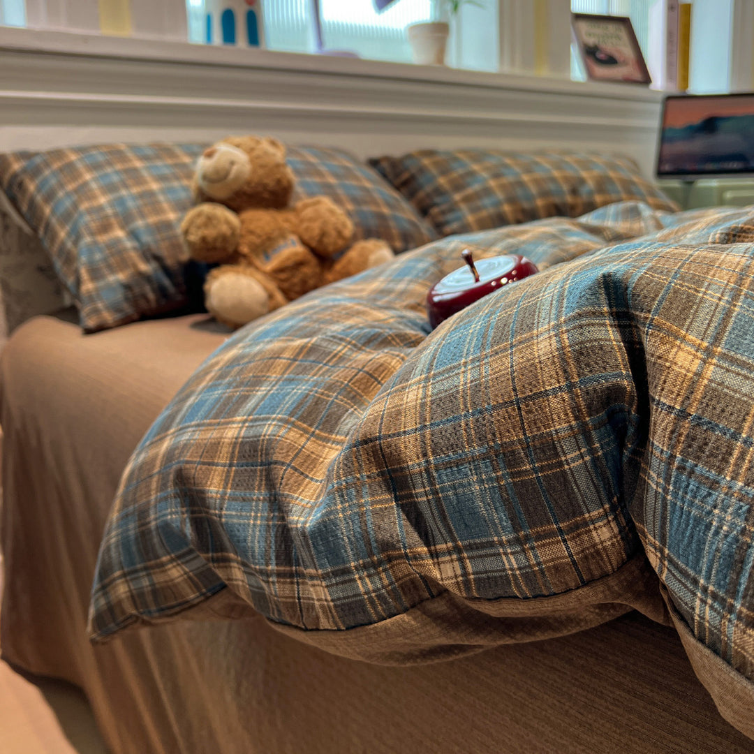 Soft Cotton Checkered Duvet Cover Set