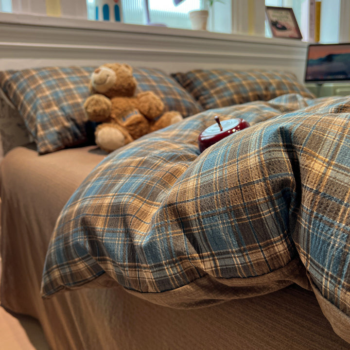 Soft Cotton Checkered Duvet Cover Set