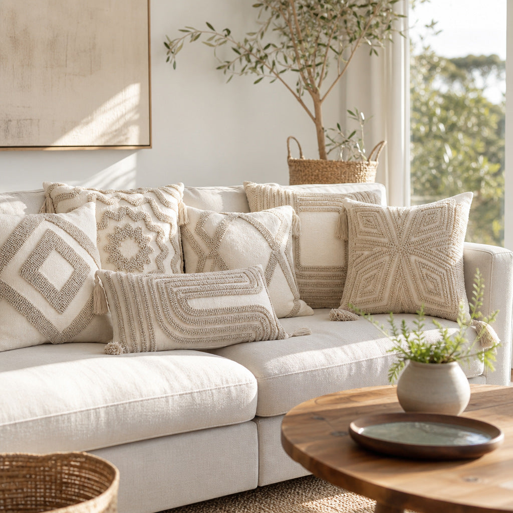 Decorative Textured Throw Pillow for Bedroom Decor