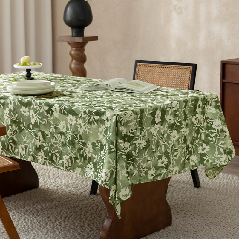 Floral Wax-Coated Tablecloth with Anti-Stain Surface and Fine Texture
