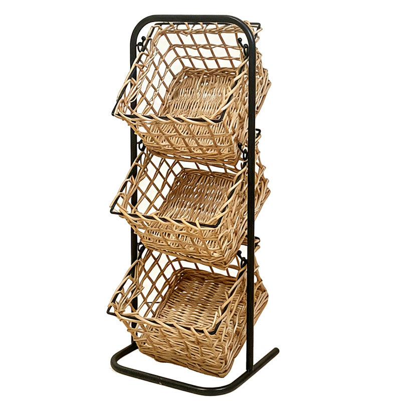 Modern storage basket with multiple shelves