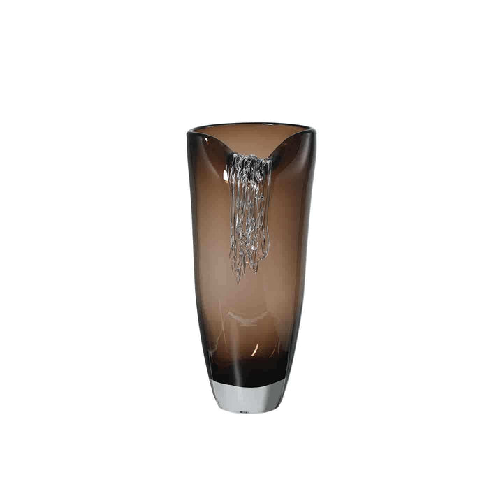 Handmade Sculptural Tall Glass Vase with Drip Accent